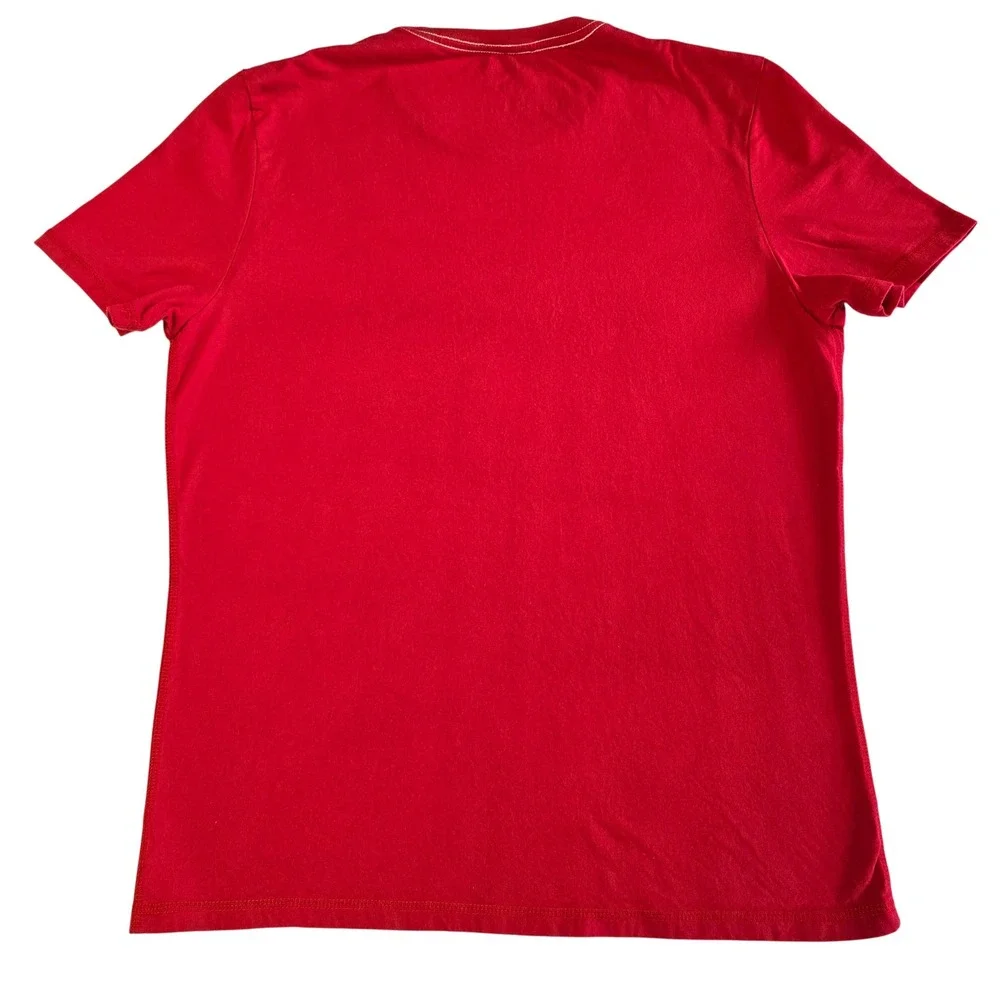 True Religion Mens Red Crackle Print Horseshoe Logo Graphic‎ T-Shirt XXL Y2K 90s